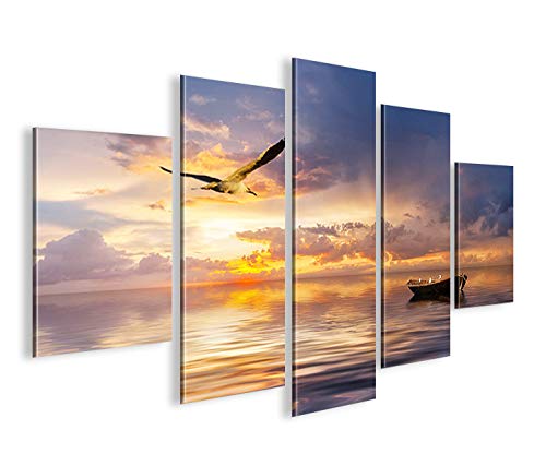 islandburner Bild Bilder auf Leinwand Möwe Nordsee Altes Fischerboot MF XXL Poster Leinwandbild Wand