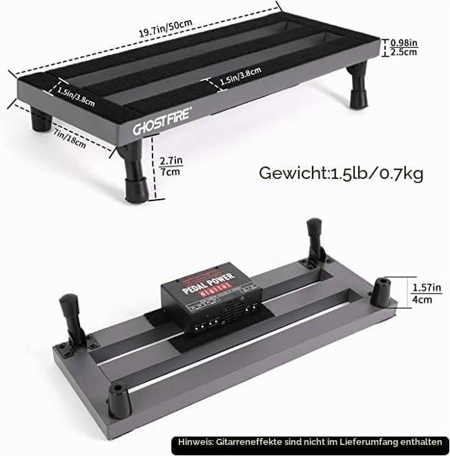 Ghost Fire Guitar Pedal Board 1.1ib Aluminum Super light Effect Pedalboard with Carry Bag (19.7''x7'