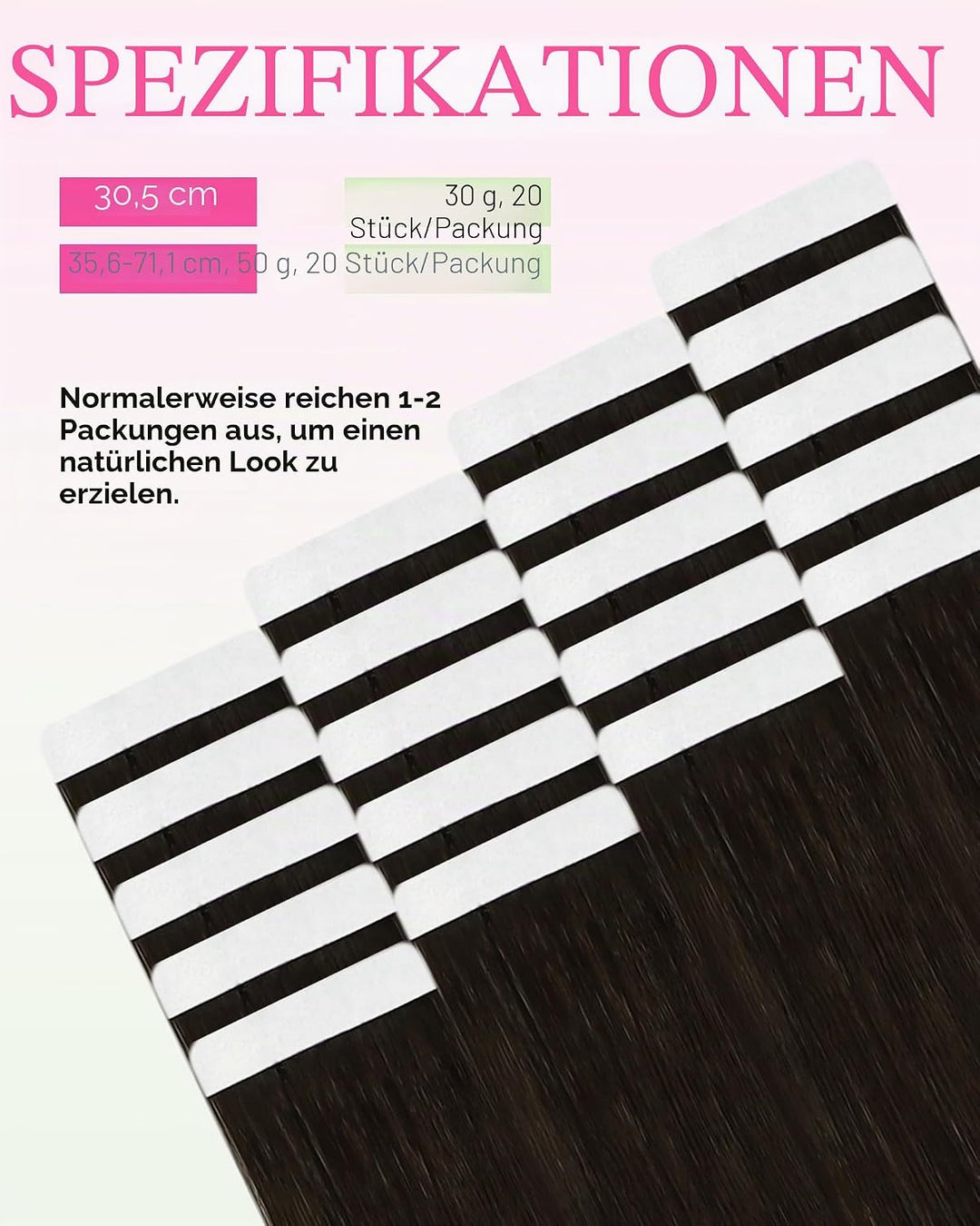 YoungSee Tape Extensions Echthaar Braun Echthaar Extensions Tape Kurz 30cm Tape in Extensions Echtha