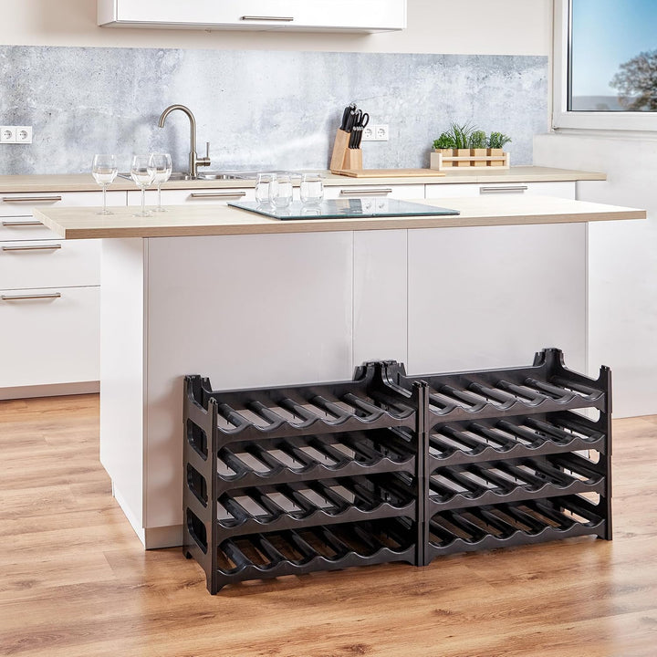 Grizzly Weinregal – modulares und stapelbares Design für 48 Flaschen, Weinregal, Schwarz