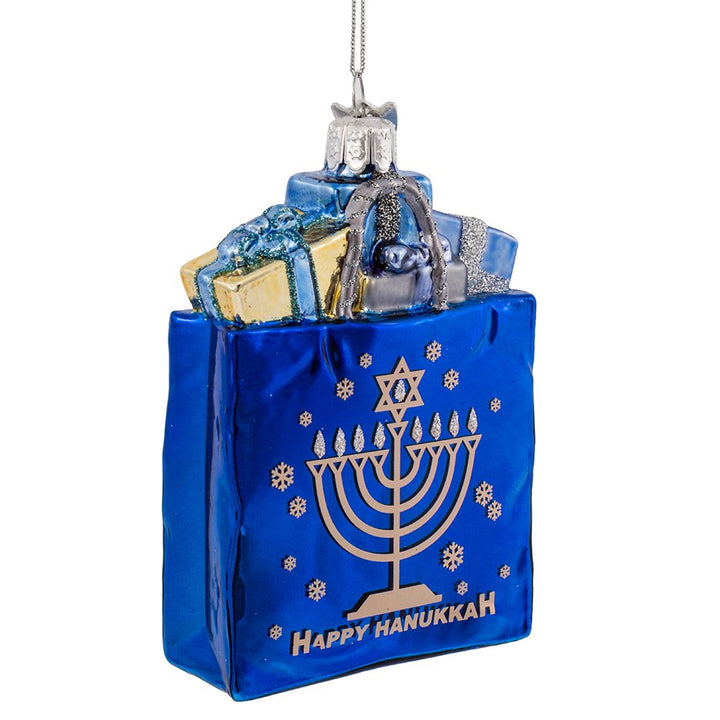 Kurt Adler 10,2 cm Noble Gems Happy Hanukkah Glas Geschenk Tüte Ornament
