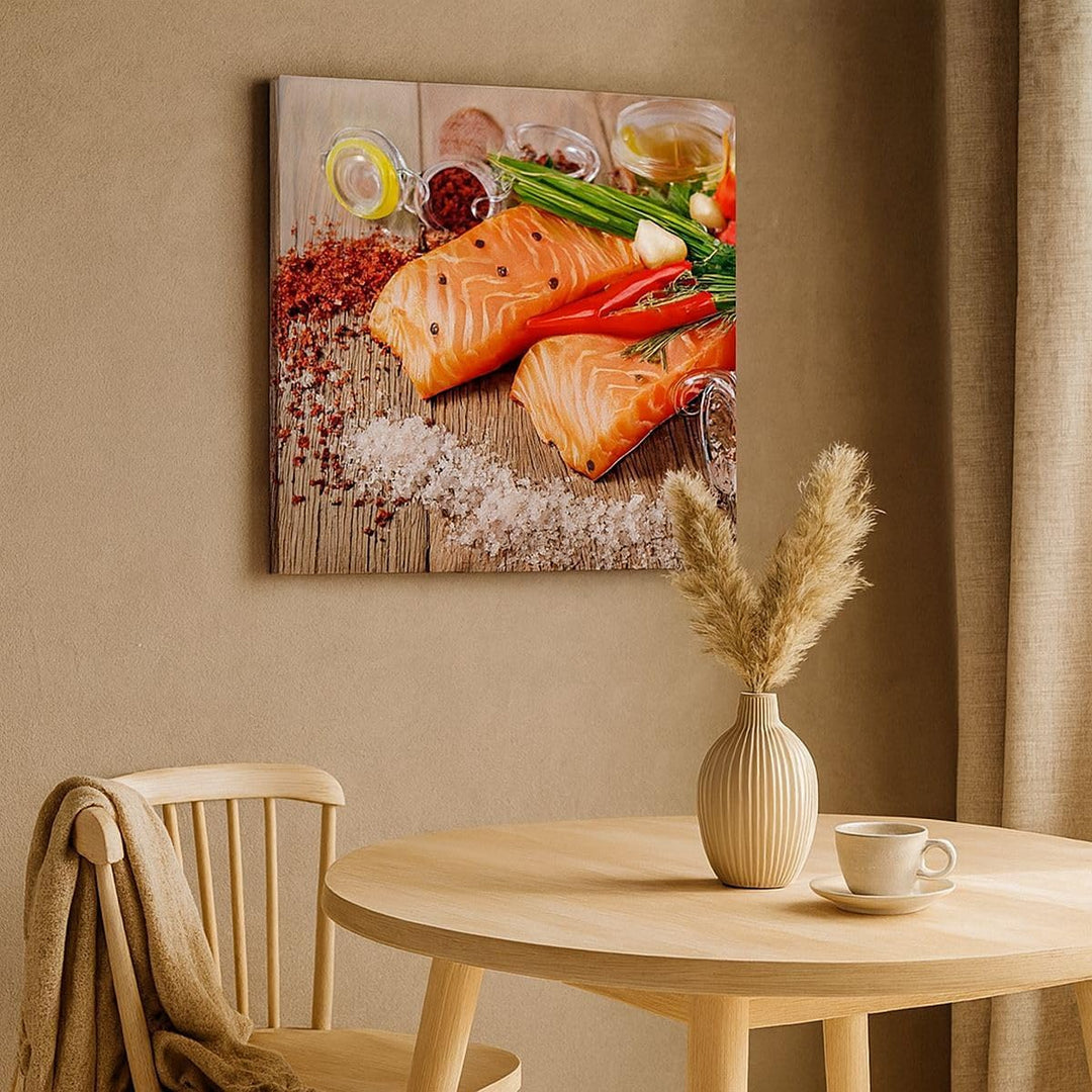 Bilder auf Leinwand Welt Karte Gewürze Farben Leinwandbild 60x60cm Wandbilder Dekoration Wohnzimmer