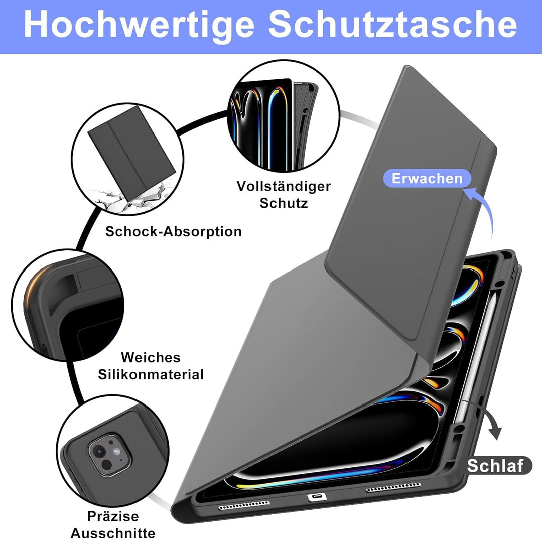 IVEOPPE Hülle mit Tastatur für iPad Pro 13" M5 2025/M4 2024 Con Touchpad, Deutsches QWERTZ Layout, M