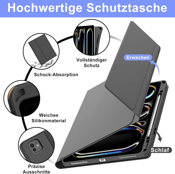 IVEOPPE Hülle mit Tastatur für iPad Pro 13" M5 2025/M4 2024 Con Touchpad, Deutsches QWERTZ Layout, M