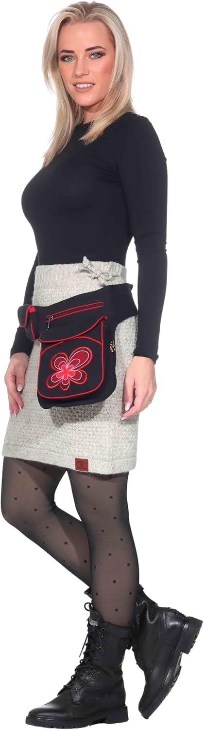 KUNST UND MAGIE Goa Schulter Bauchtasche Gürteltasche Bauchgurt Hippie Psy Festival Blumenmotiv, Far