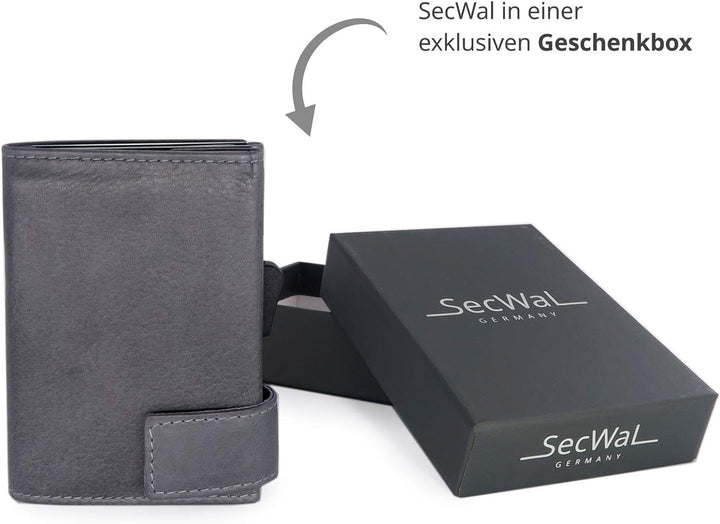 SecWal Kartenetui mit Münzfach Reissverschluss (Grau Vintage), Grau Vintage