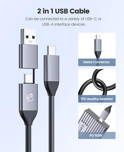 ORICO M.2 NVMe SSD Gehäuse auf USB-C PCIe Adapter 10 Gbps USB3.2 Gen2 für NVMe M-Key/M+B Key SSD 223