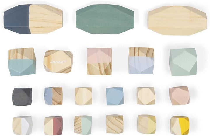 Janod - Bausteine aus Holz - Kollektion Sweet Cocoon - Baby- und Kleinkindspielzeug Farbe auf Wasser