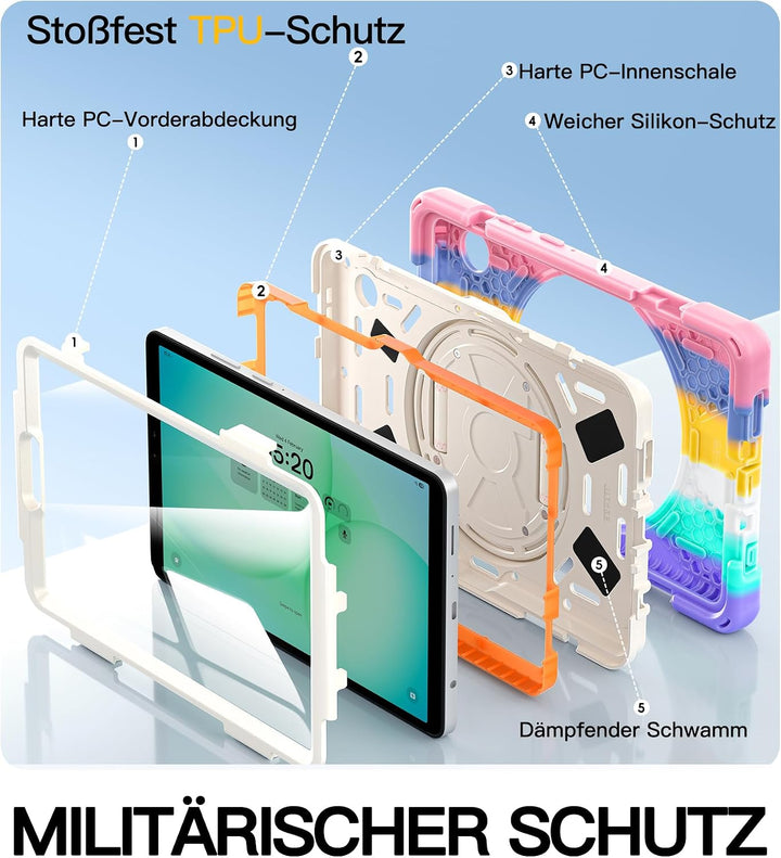 BRAECN für Galaxy Tab A11 Hülle - Samsung Tablet A11 8.7 Zoll 2025 Bunt | Stossfeste Schutzhülle mit
