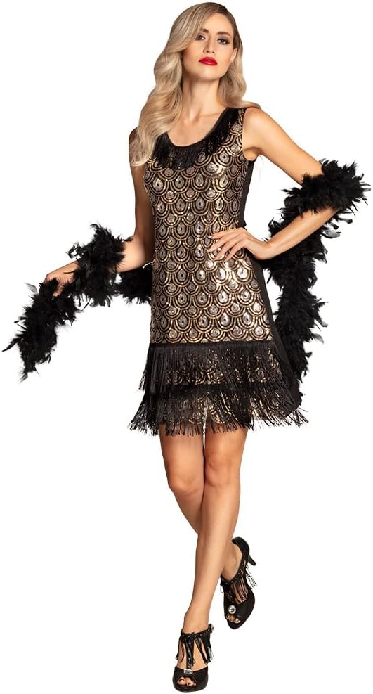 Boland 87113 - Erwachsenenkleid Flapper Peacock, Grösse M, Charleston, Pfaumuster, Damenkostüm, 1920