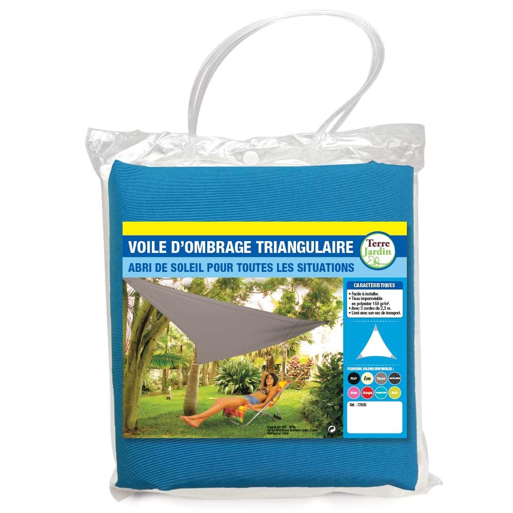 TERRE JARDIN - Sonnensegel, dreieckig, Türkis, 5 m 5 m türkis