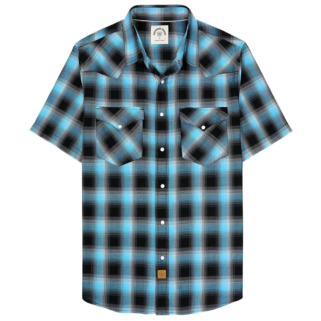 Dubinik® Bambusfaser Kurzarmhemd Herren Freizeithemden Für Herren Druckknöpfe Cowboy Vintage Western