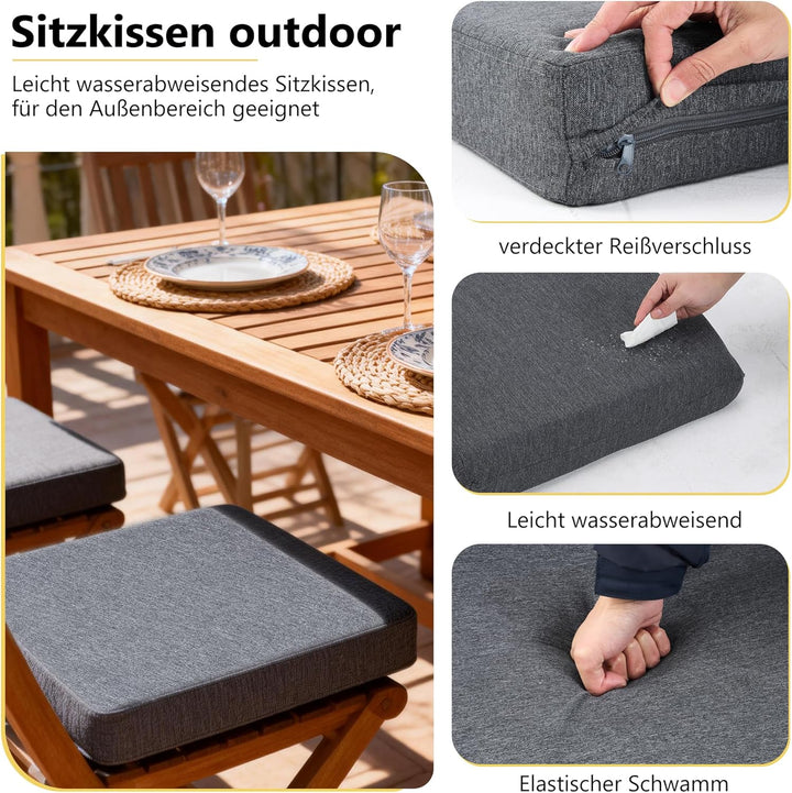 Mingone Sitzkissen 50x50x9 cm, abnehmbar und waschbar, mit Memory-Schaum – ideal für Liegestühle, So