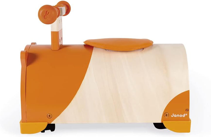 Janod - Rutscher ‘Hamster’ - Baby Rutschfahrzeug mit integriertem Fach - Holzspielzeug mit 4 Rädern,