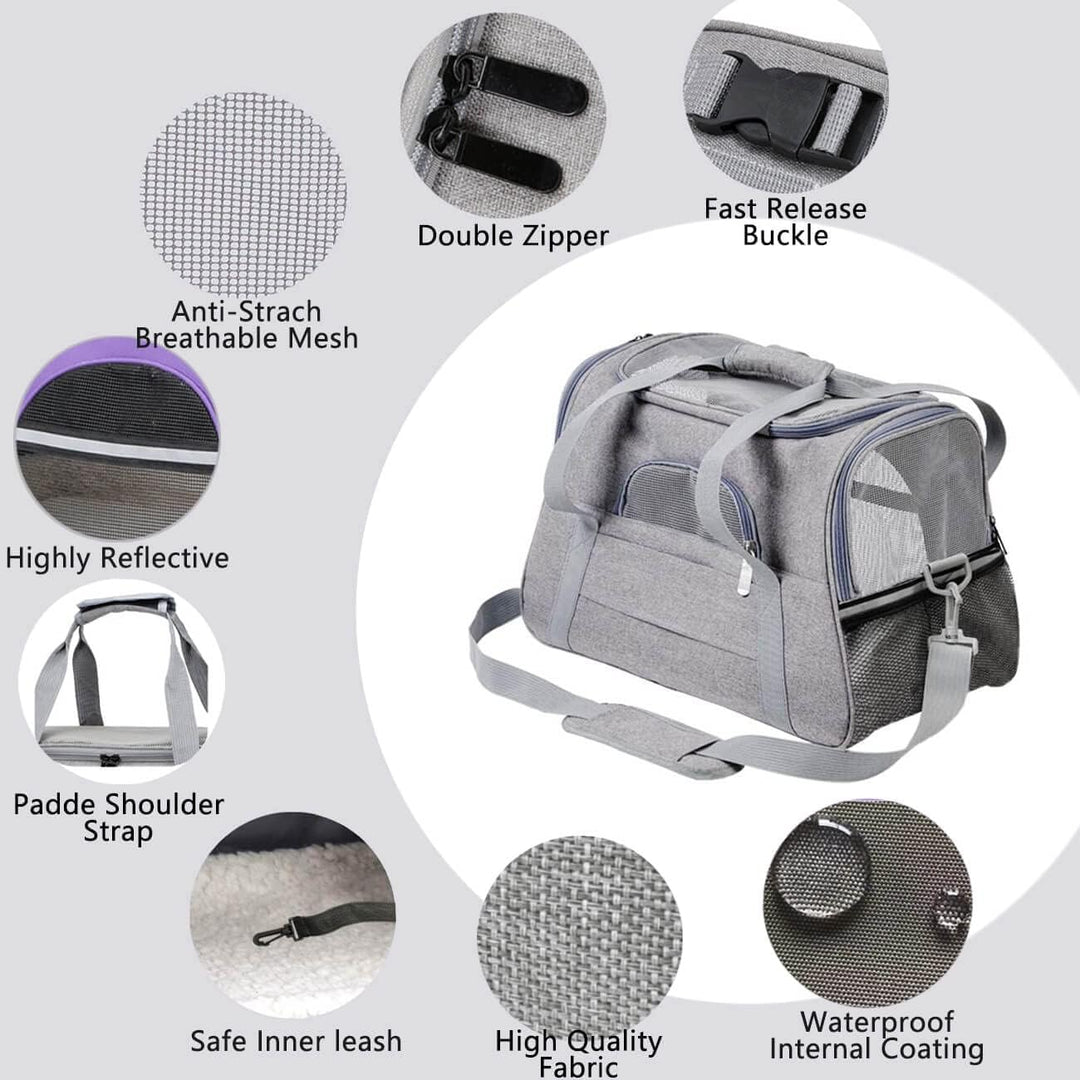kleine Hunde Transportbox,transportbox Katze, Atmungsaktive und Faltbare Hundebox mit Verstellbarem,