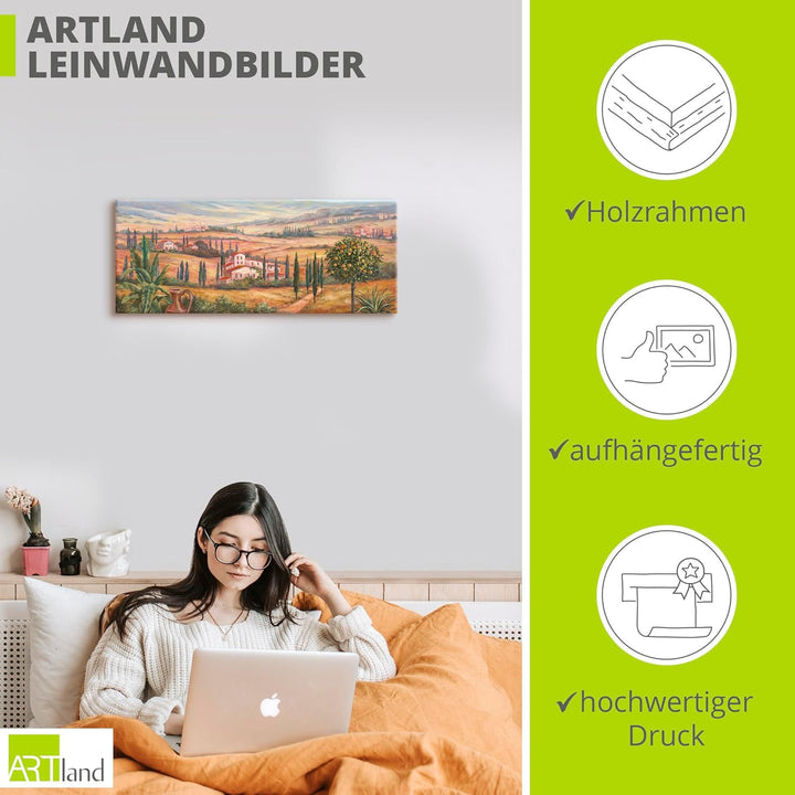 Artland Leinwandbild Wandbild Bild auf Leinwand 60x45 cm Wanddeko Toskana Landschaft Italien Natur M