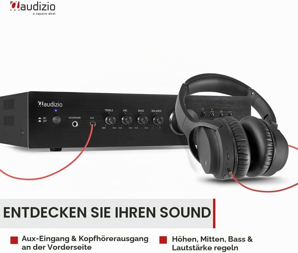 Audizio AD220B - HiFi-Stereo-Verstärker, Bluetooth Verstärker für Lautsprecher und HiFi Anlage, Ampl