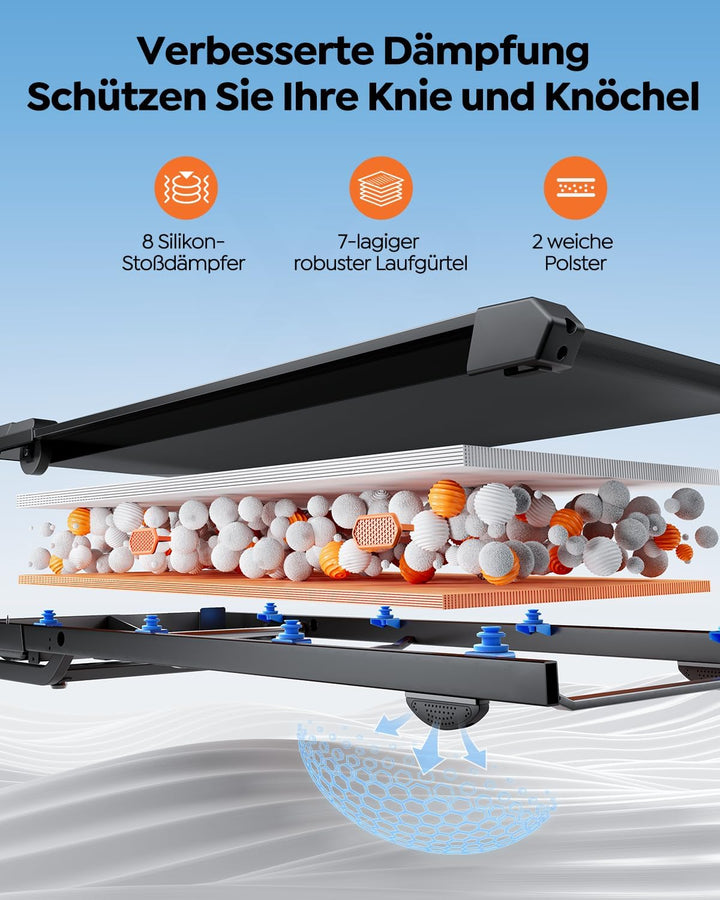laufband für Zuhause mit Neigung, 6 IN 1 Walking Pad mit 0~15% Automatischer Steigung, 3.0HP Klappba