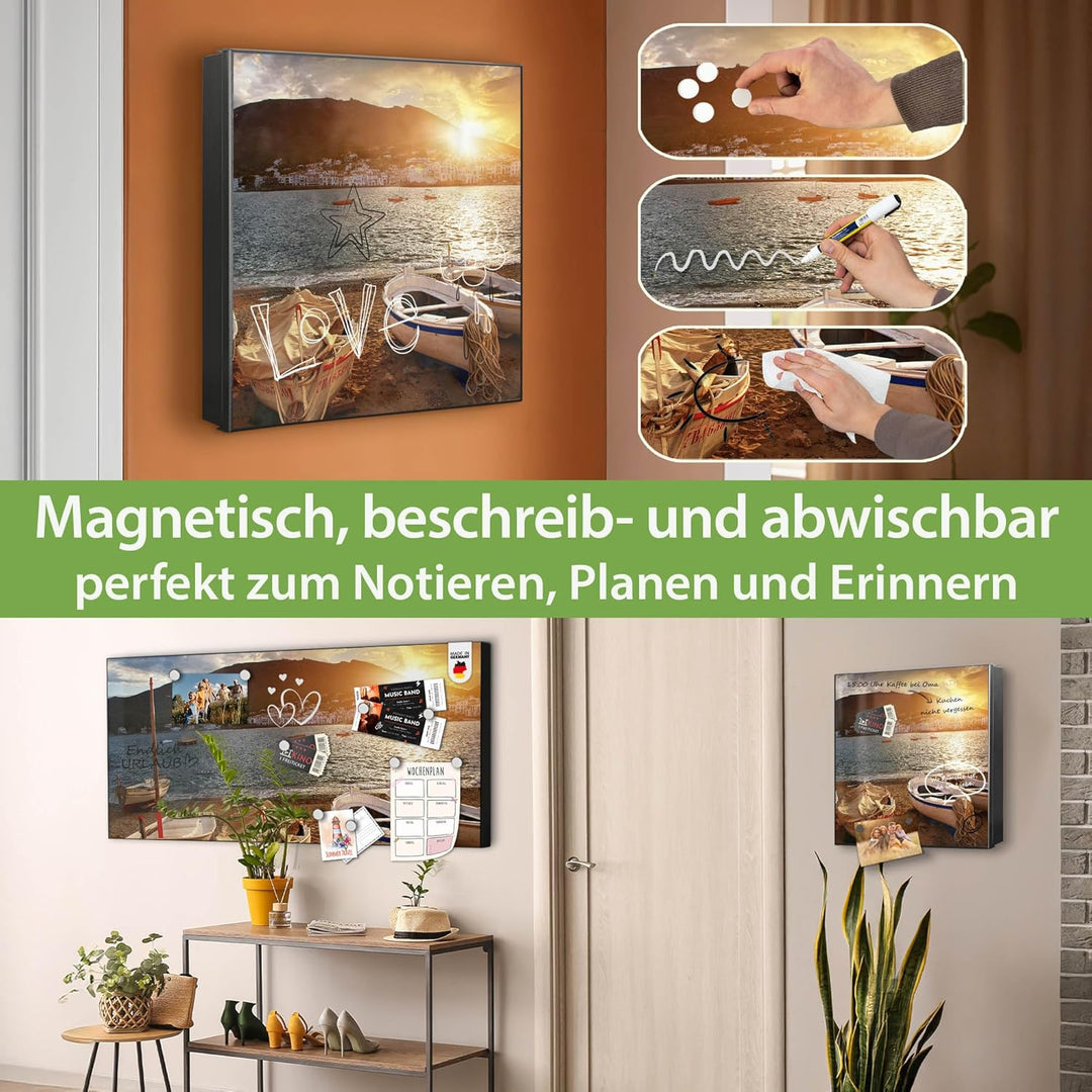 banjado Grosser Schlüsselkasten Glas - Schlüsselbox 30x30cm mit 50 Haken - Schlüsselkasten modern fü