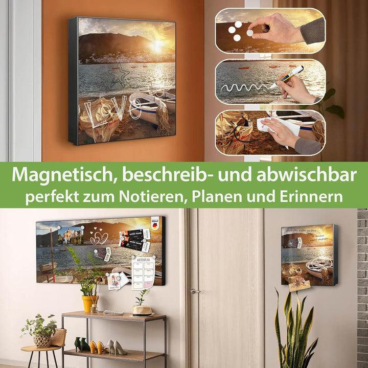banjado Grosser Schlüsselkasten Glas - Schlüsselbox 30x30cm mit 50 Haken - Schlüsselkasten modern fü