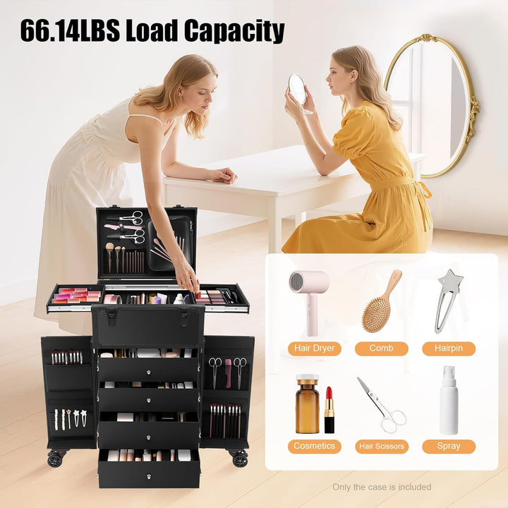 Kosmetik Trolley Kosmetikkoffer 4 Schubladen Schminkkoffer Friseurkoffer Abschliessbar Nagelkkoffer