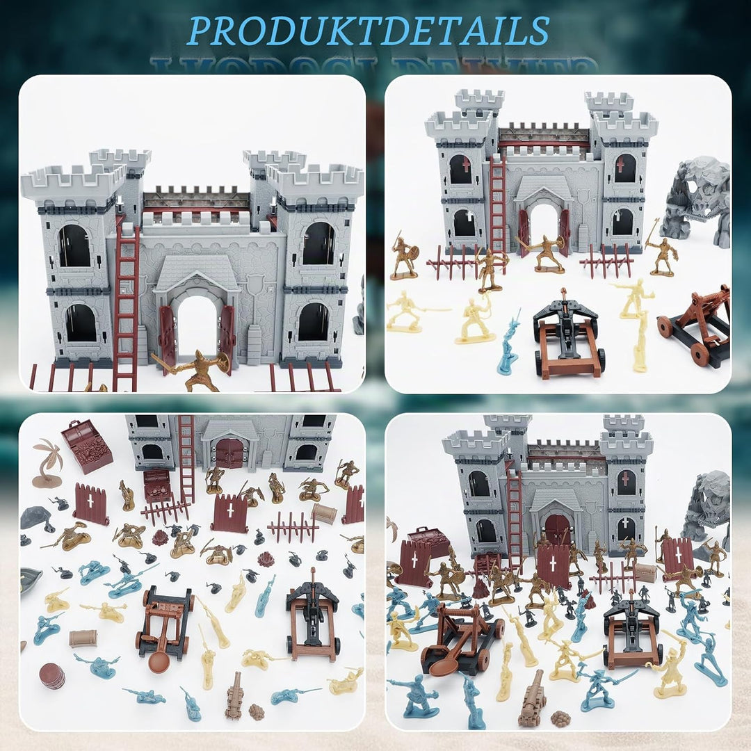 deAO Mittelalterliches Burgspielzeug, 310 Pcs Armee-Modellspiel-Bausatz mit Burg, Burgsoldaten Milit