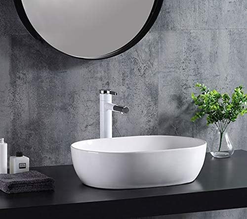 VBChome Waschbecken 48 x 34 klein Keramik Oval Waschtisch Handwaschbecken AUFSATZWASCHBECKEN WASCHSC