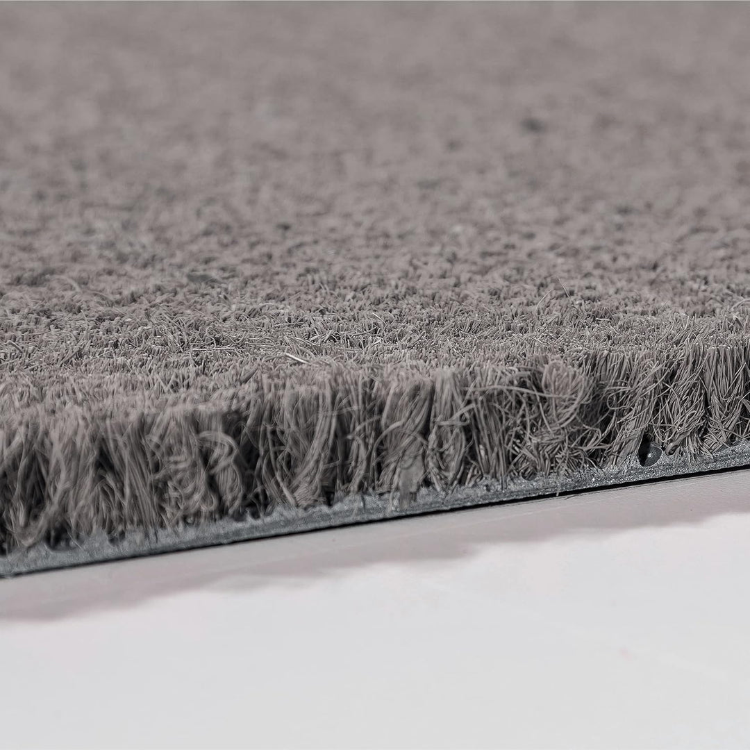 Carpido rutschfeste Kokosmatte - 60 x 90 cm Halbrund Grau - Nachhaltige Naturfaser für den überdacht