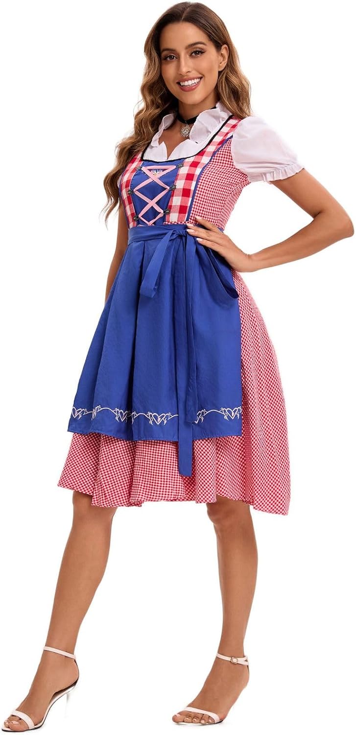 thematys Dirndl midi mit Schürze Damen | Dirndl-Bluse | Oktoberfest | Trachtenkleid | Trachtenmode K