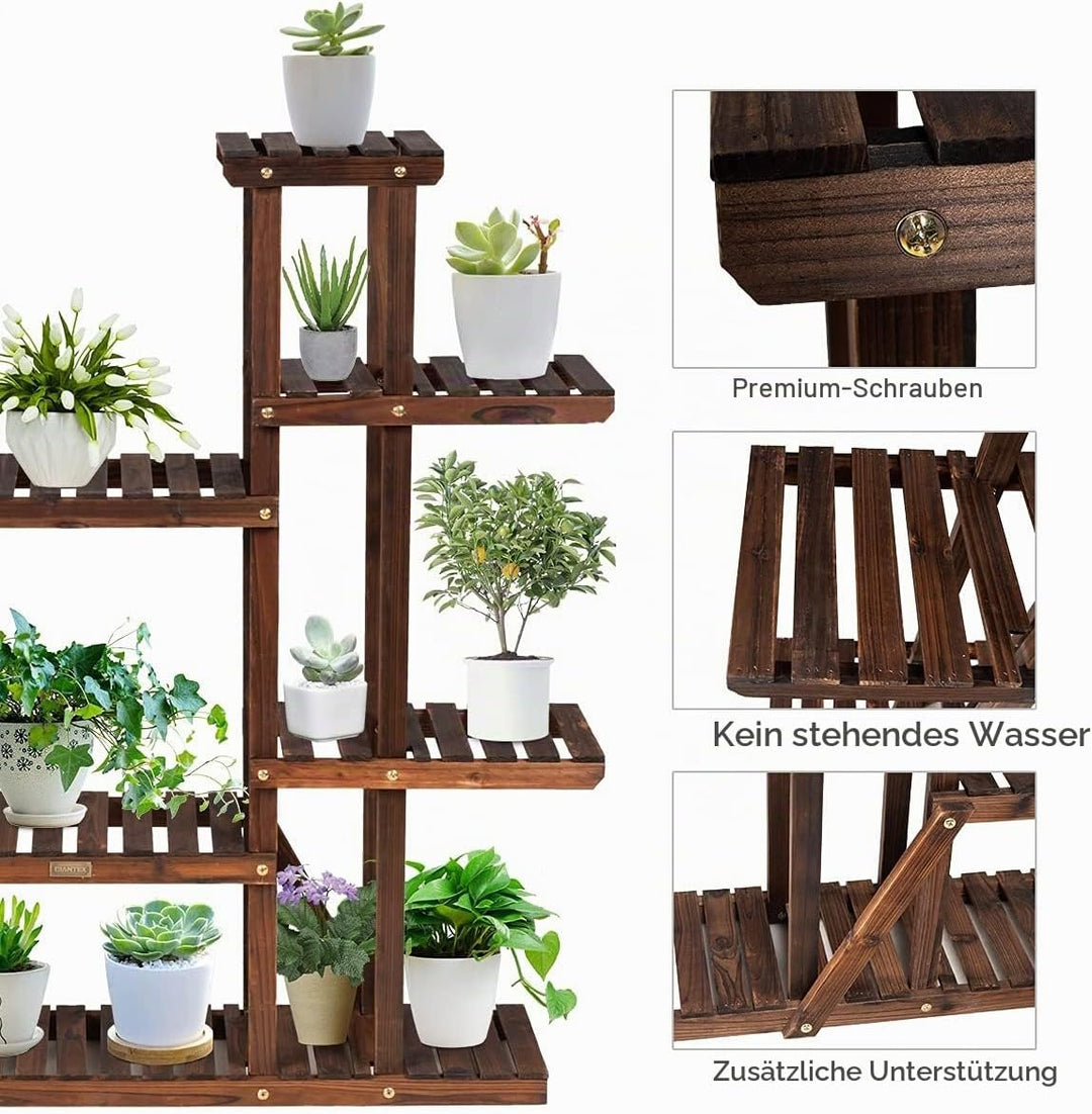 GIANTEX Pflanzenregal Blumenregal Holz, Blumenständer 6 Ebenen, Pflanzenregal Gartenregal mehrstöcki