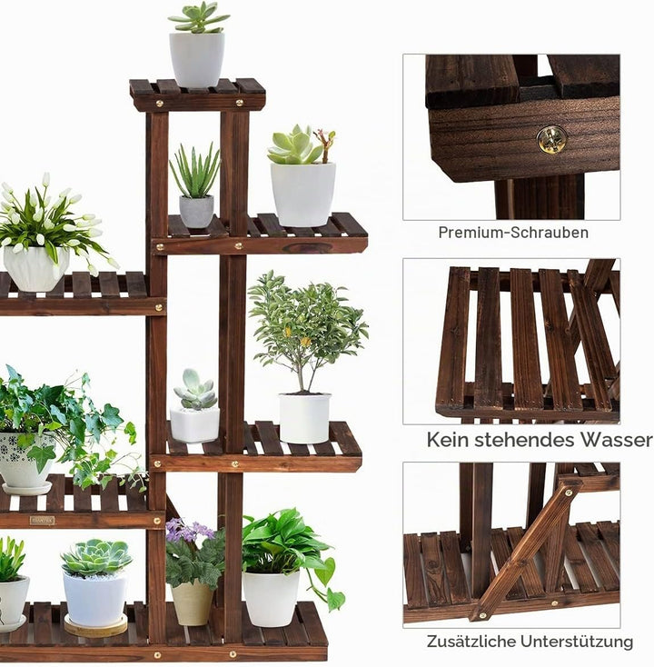 GIANTEX Pflanzenregal Blumenregal Holz, Blumenständer 6 Ebenen, Pflanzenregal Gartenregal mehrstöcki