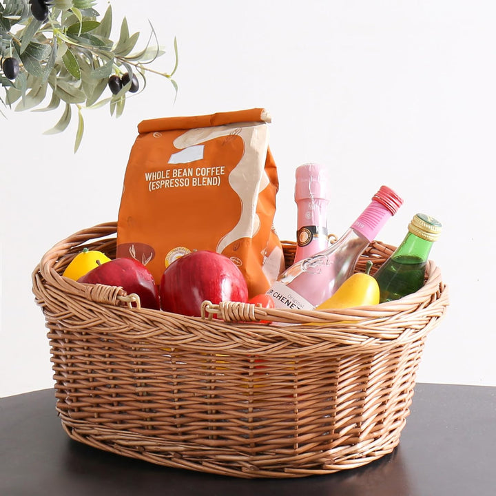 Picknickkorb aus Weide mit Griff, Einkaufskorb, Naturbraun 11.8 inches x 15.7 inches x 5.9 inches, 1