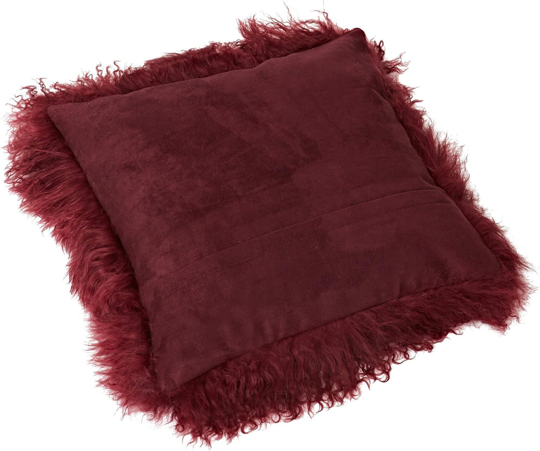 Reissner Lammfelle Tibet Lammfell Kissenbezug langflorig 30x30cm JAY23 Farbe dunkelrot/Bordeaux Jay2