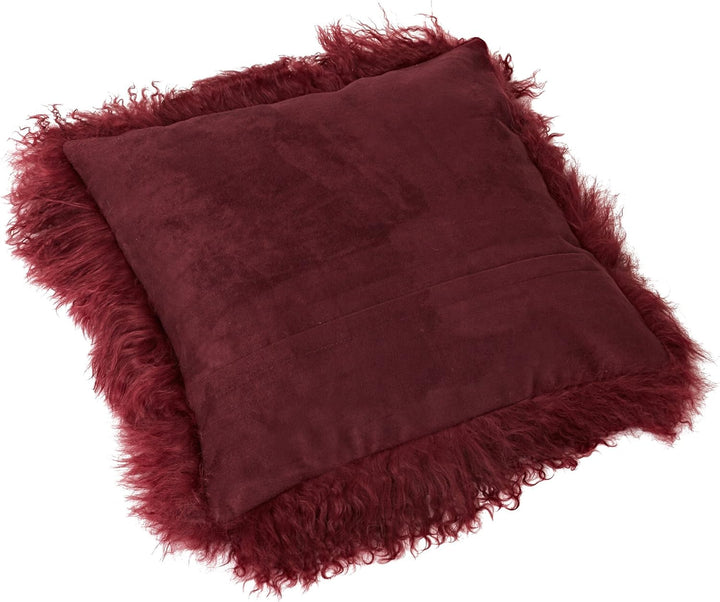Reissner Lammfelle Tibet Lammfell Kissenbezug langflorig 30x30cm JAY23 Farbe dunkelrot/Bordeaux Jay2