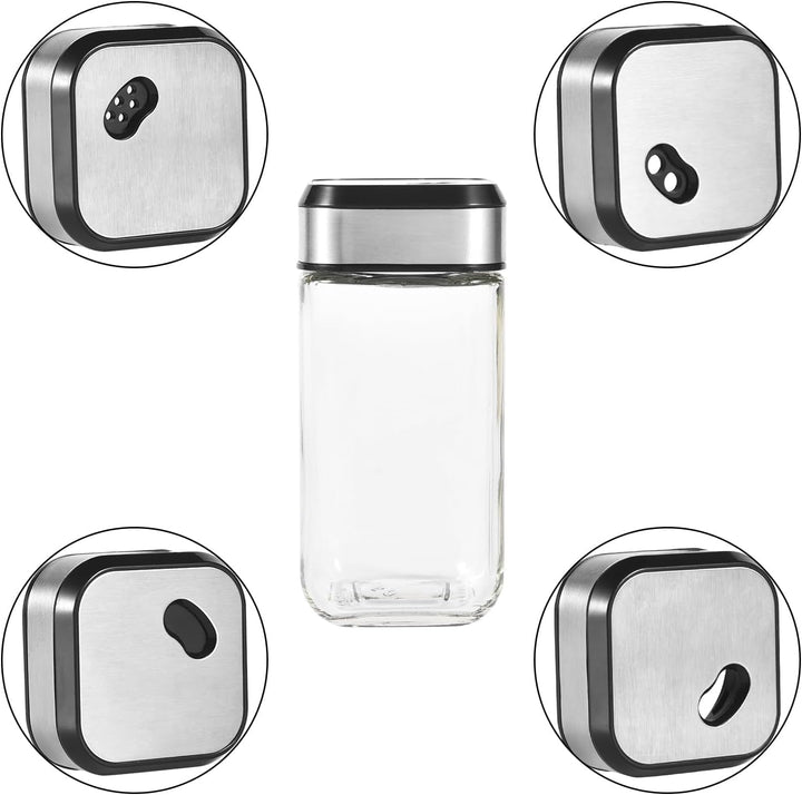 SIAZIH Salz und Pfefferstreuer/Essig und Ölflaschen set,2 Ölflasche 200ML,2 Gewürzgläser mit Schraub