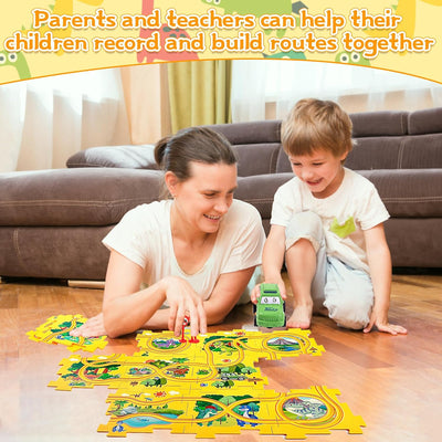 12Pcs Auto Spielzeug Autorennbahn Spielzeugauto, DIY-Puzzlebahn für Kinderspielzeug ab 2 3 4 5 6 Jah