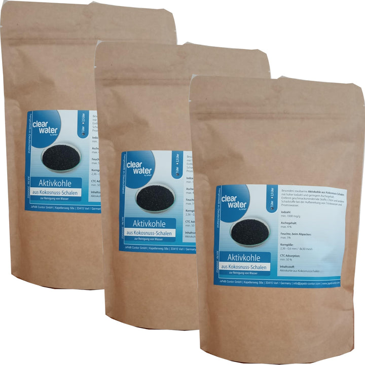 3L / 1,5kg Aktivkohle Granulat aus Kokosnussschalen, 8x30 mesh – Hochwertige Filterkohle zur Wasserr
