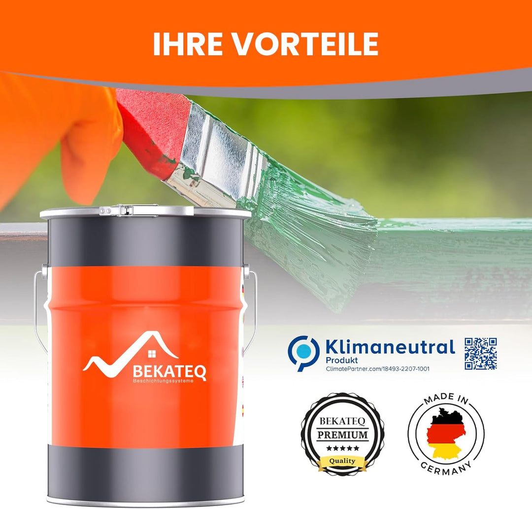 BEKATEQ Dachfarbe 3 in 1 Rotbraun 10L in seidenglänzend, für Metalldach, Blechdach, Eternit - Blechd
