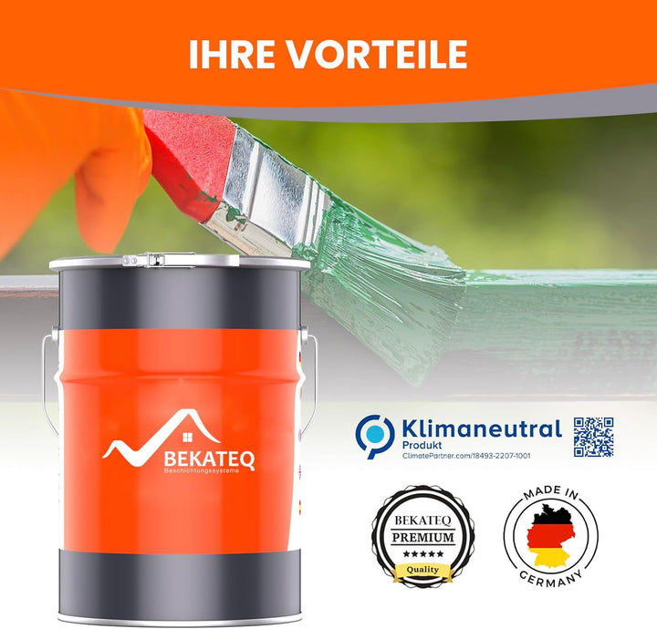 BEKATEQ Dachfarbe 3 in 1 Rotbraun 10L in seidenglänzend, für Metalldach, Blechdach, Eternit - Blechd