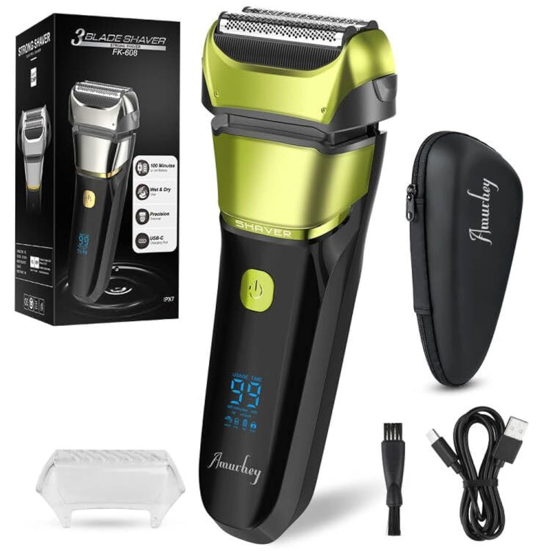Rasierer Herren Elektrorasierer & Trimmer mit 3 flexiblen Klingen, wiederaufladbarer & kabelloser el