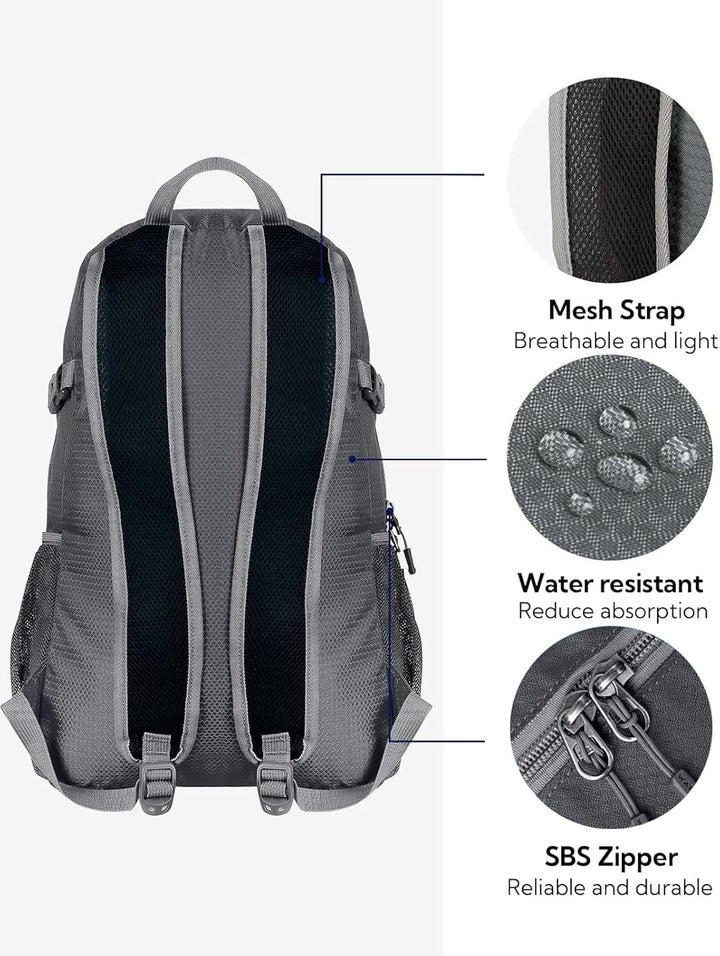 WATERFLY Ultraleicht Faltbar Klein Rucksack: 20L Leicht Packable Wanderrucksack Tagesrucksack Trekki