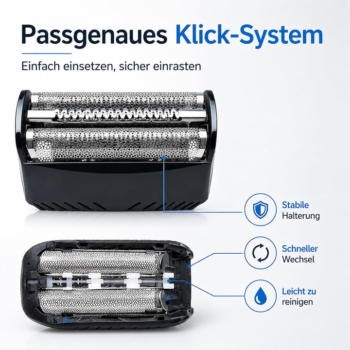 Poweka Scherfolie Scherkopf Kompatibel mit Braun 30B - Hochwertiges Kombipack Klingenblock Messer Ra