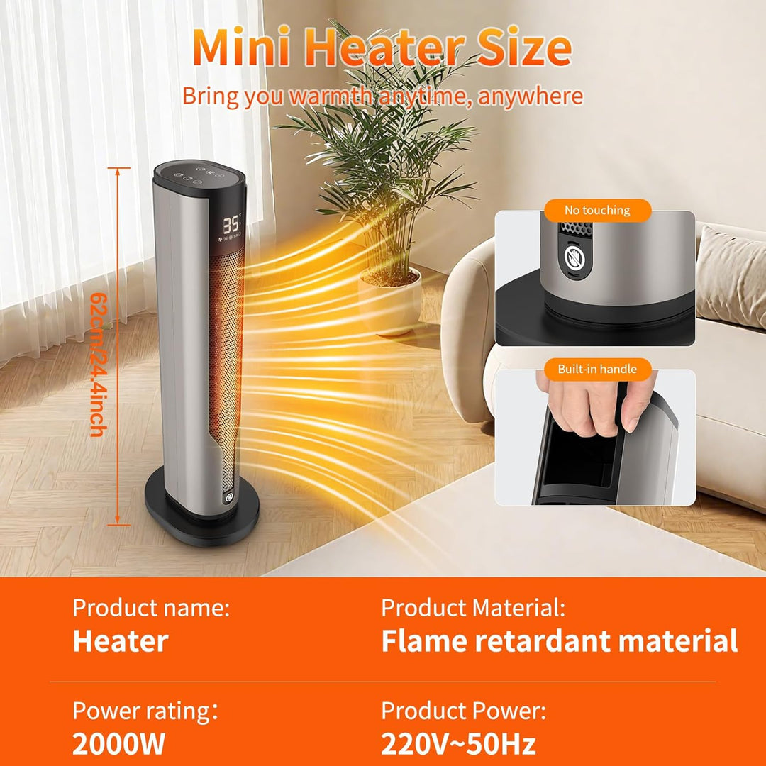 Heizlüfter Energiesparend,Niedriger Energieverbrauch 2000 W,Leiser Keramik-Heizkörper von 60 cm, Übe