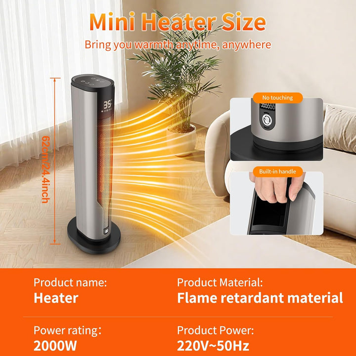 Heizlüfter Energiesparend,Niedriger Energieverbrauch 2000 W,Leiser Keramik-Heizkörper von 60 cm, Übe
