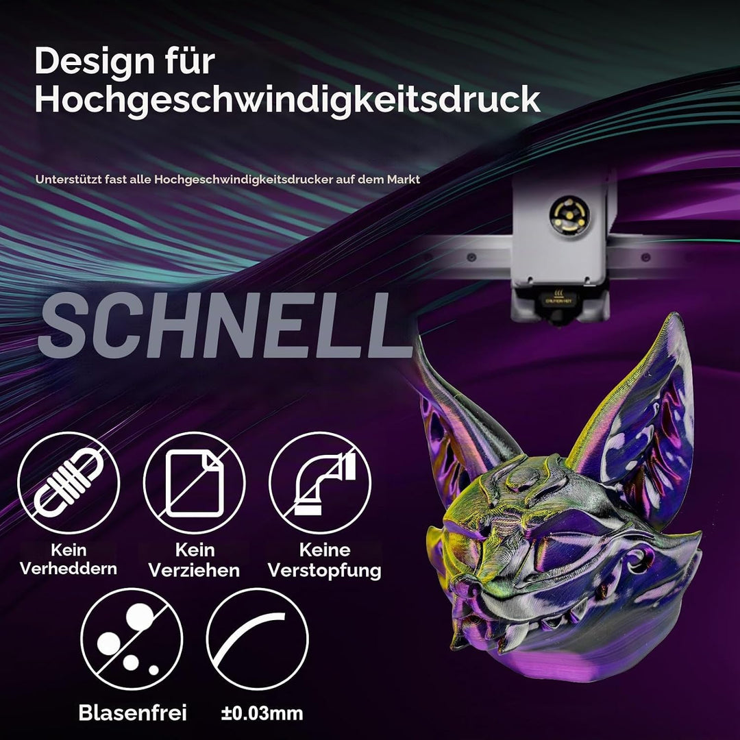 ERYONE Dreifarbiges Seiden PLA Filament 1.75mm,Seidiges Mehrfarbiges PLA-Filament für 3D-Drucker +/-