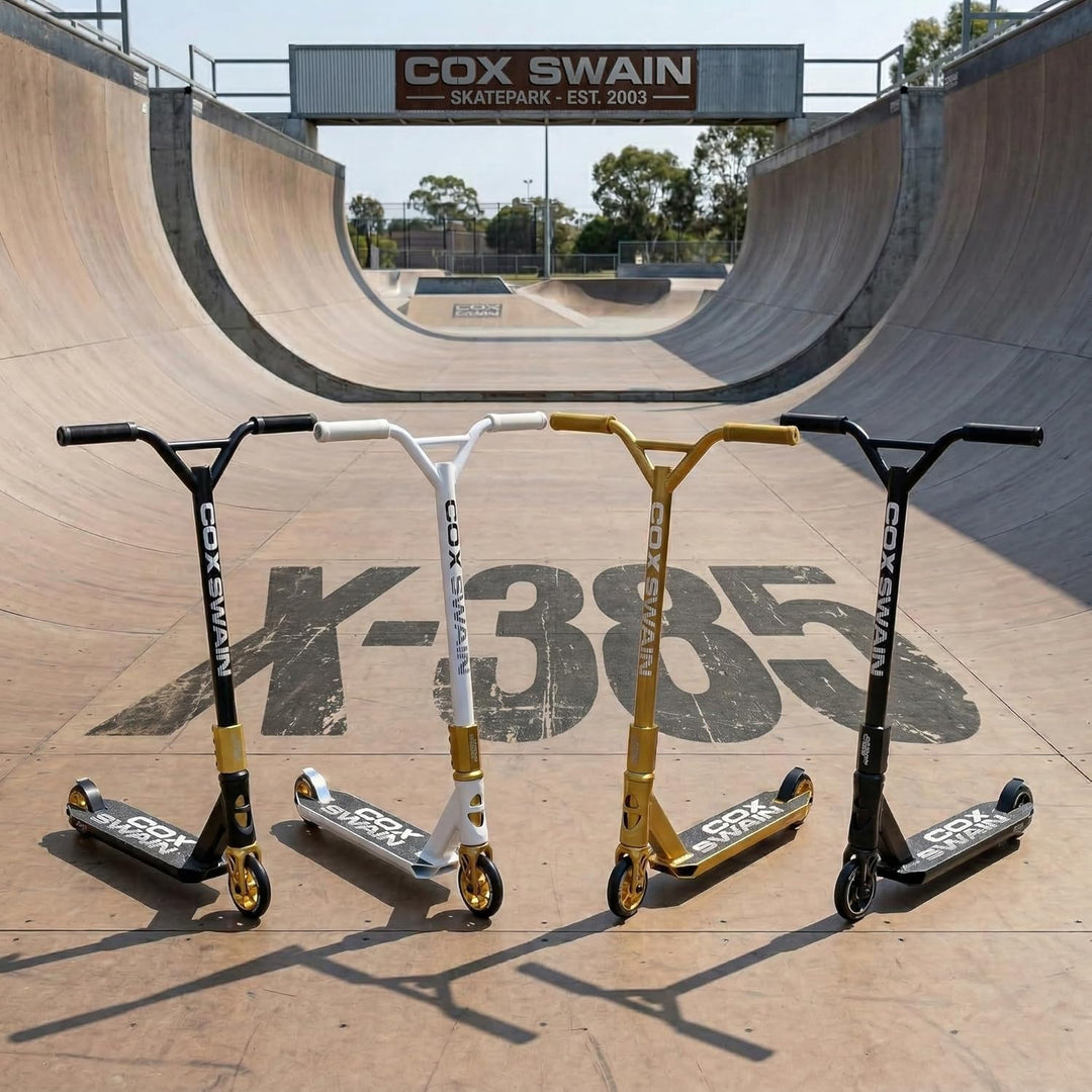 Cox Swain Stunt Scooter X-385, SCS-Kompression, CNC Fork, 100mm PU/Alu Rollen, ABEC 9, Kinder + Erwa