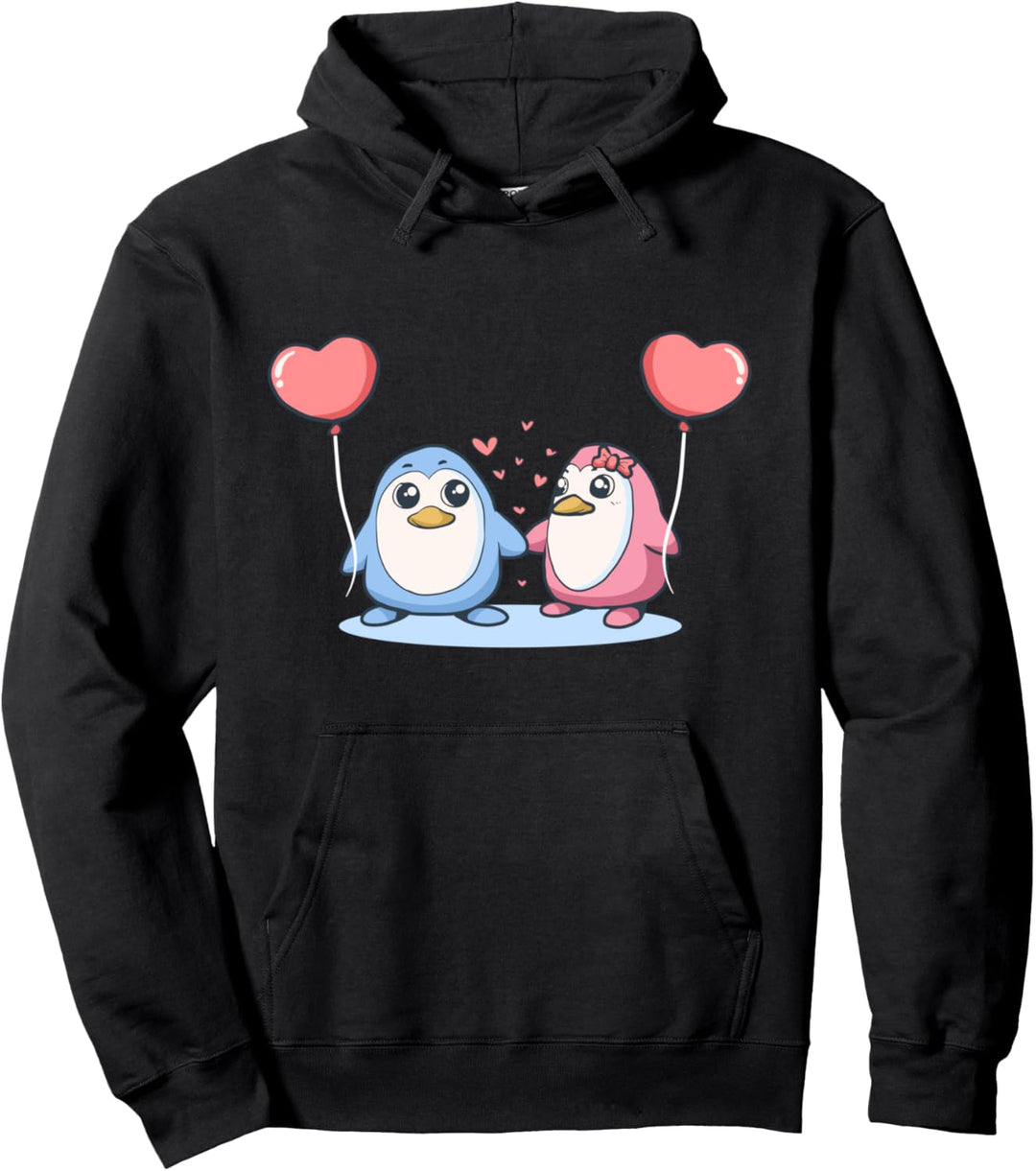 Ballon Kaltmütze Herz Liebe Paare Pinguine Flipper Pinguin Pullover Hoodie