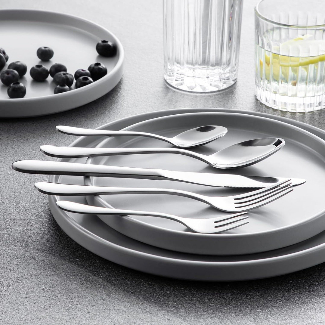 vancasso Besteck Set 6 Personen,30-Teilig Silberbesteck mit 6x Messer/6x Gabel/6x Löffel/6x Dessertl