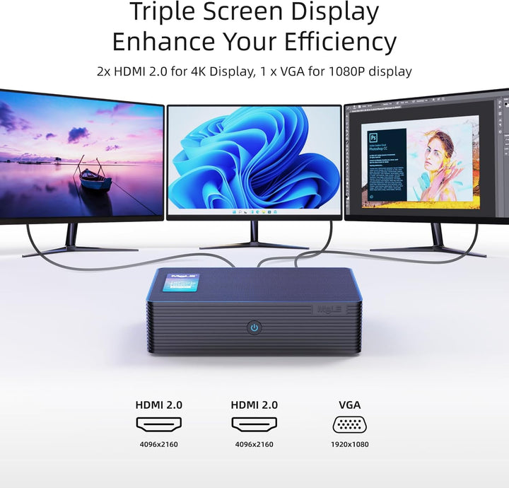 MeLE Mini PC, QuieterHD3 Celeron N5105 16GB 512GB Windows 11 Pro Mikrocomputer, Lüfterloser Kleiner