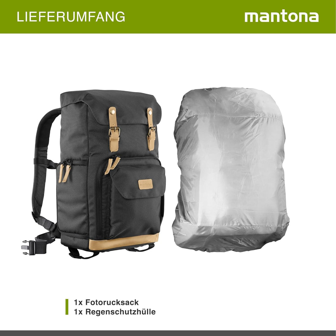 Mantona Fotorucksack Luis Luis Schwarz, Luis Schwarz